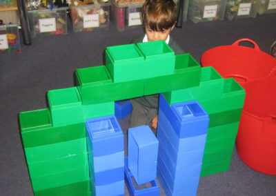 playing with building blocks